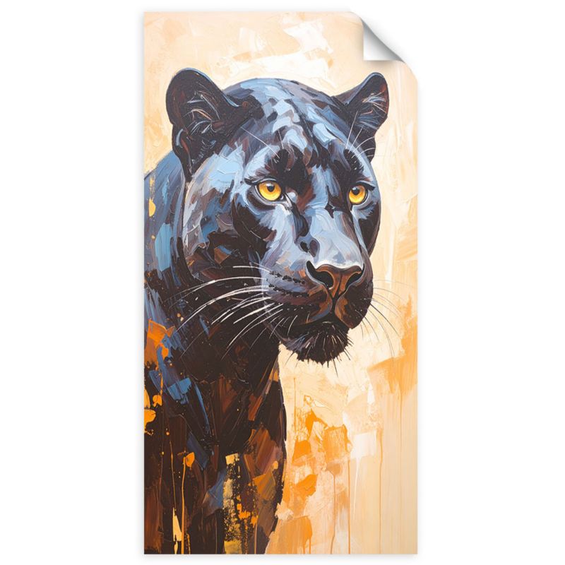 Naklejki samoprzylepne do salonu sypialni Feeby Czarna Pantera zwierzęta 60x120cm 1szt