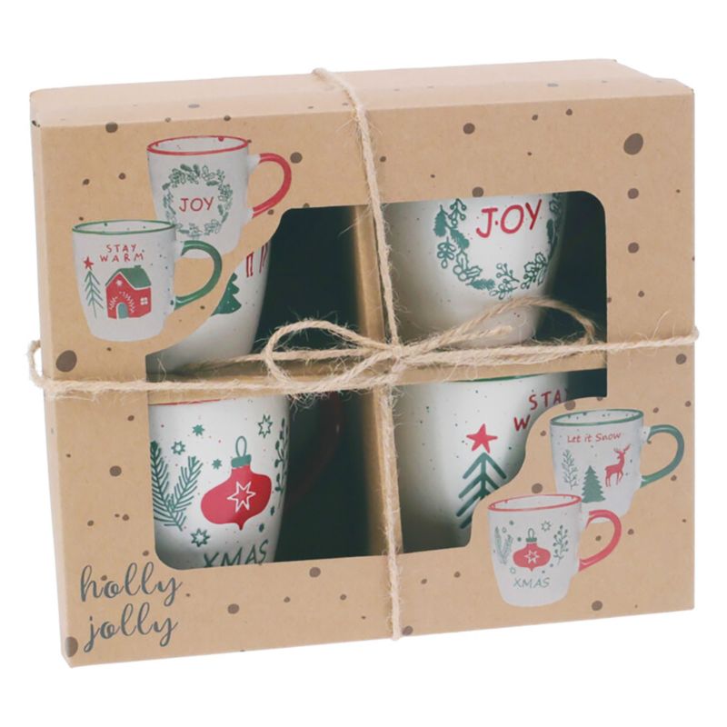 Zestaw Kubków EDANTI Świątecznych Kamionkowy 200 ml 4 szt.