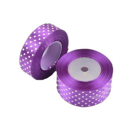 Wstążka satynowa Neopak Tasiemka Fioletowa Kropki 38mm22m 1 szt.