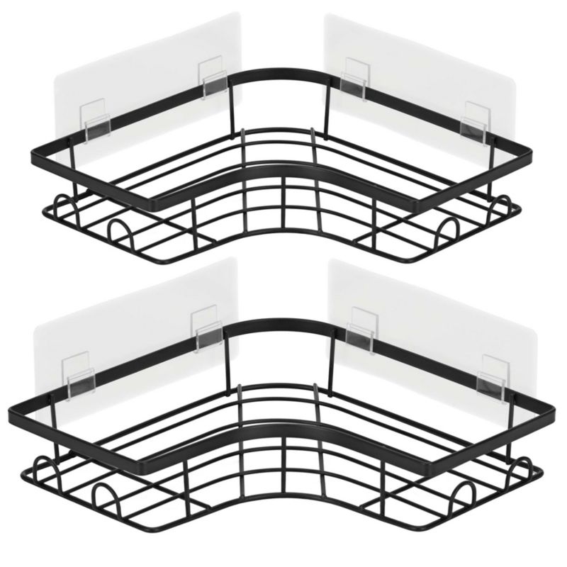 Półki narożne do kabiny prysznicowej Springos półka wisząca, łazienkowa zestaw 2 szt. czarne 1 kpl.