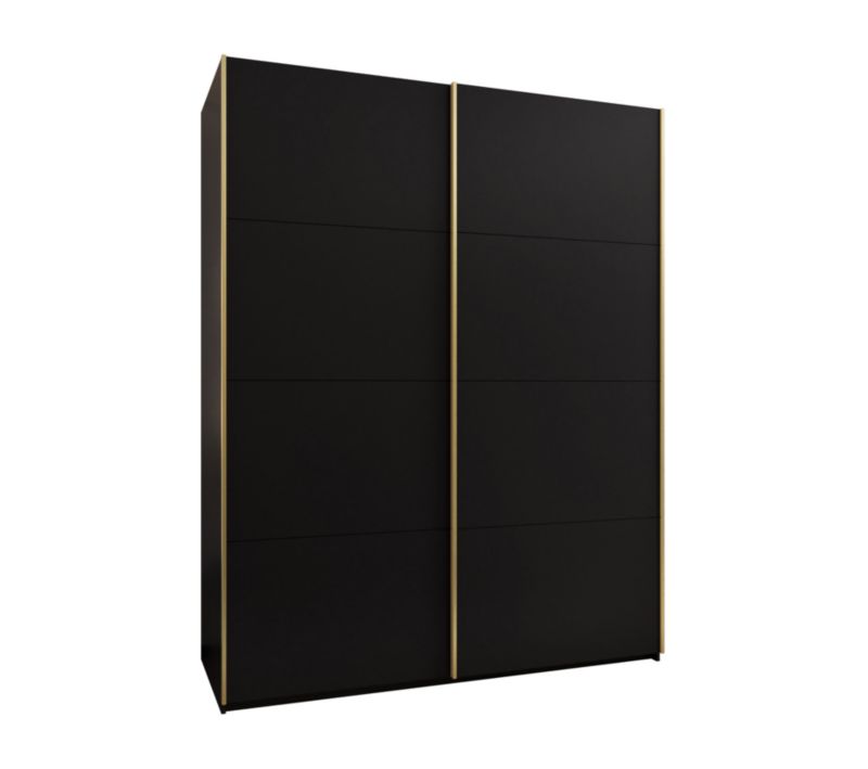 Szafa przesuwna Abiks LUX wysoka szer.200cm czarny/czarny/złoty 1szt.