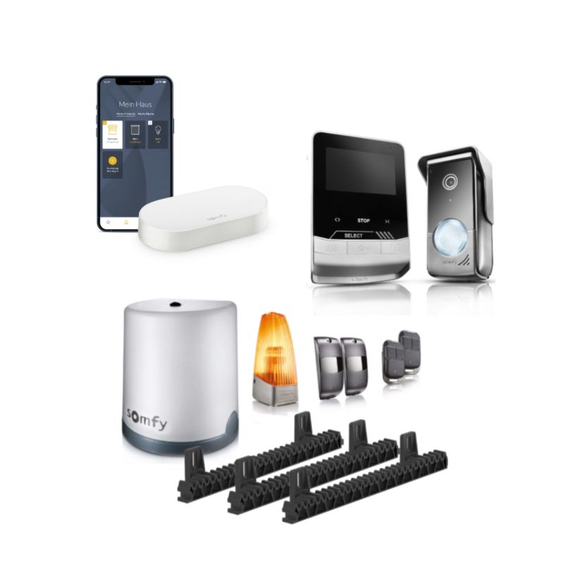 Napęd do bramy przesuwnej Somfy Freevia 400 z Wideodomofonem V100+ i Centralką Connectivity kit 1 szt.