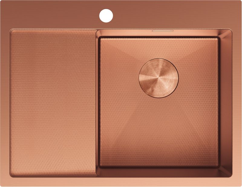 Zlewozmywak stalowy wpuszczany Mexen Exar miedziany 620x480 mm 1-komorowy z krótkim ociekaczem 1 szt.