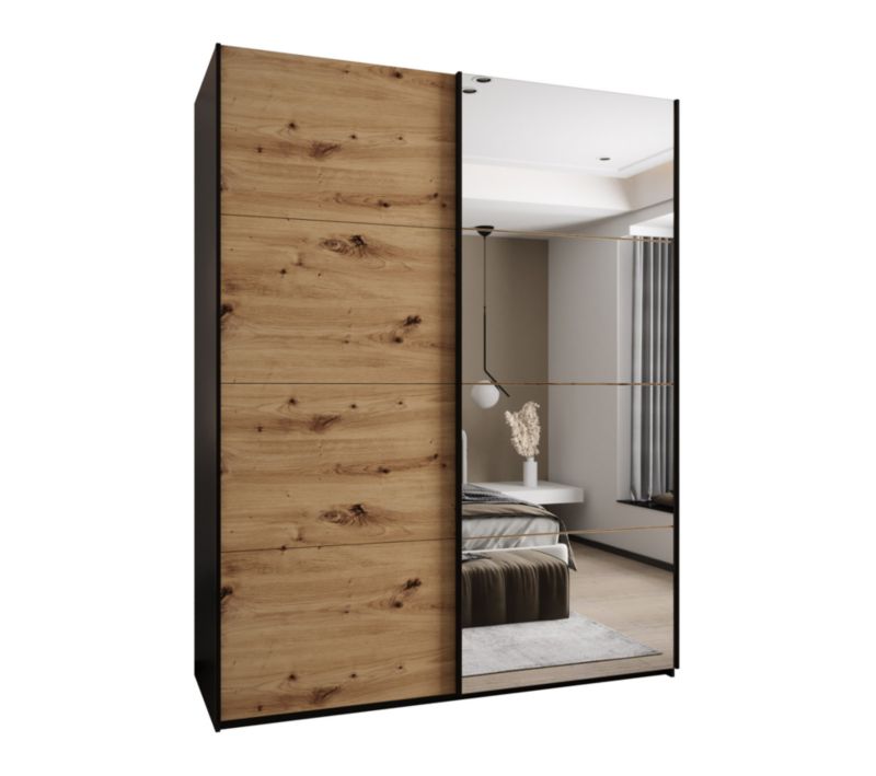 Szafa przesuwna Abiks LUX 3 wysoka szer.200cm czarny/artisan/czarny 1szt.