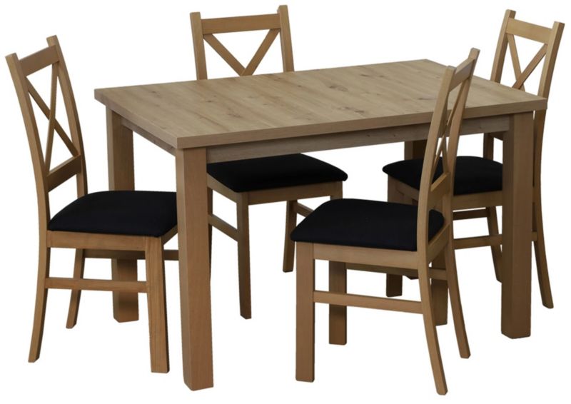 Komplet stół 150/190x80 z 4 krzesłami Bonni M018-4 Dąb Artisan 1 kpl.