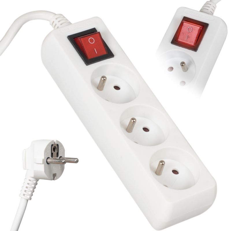 Przedłużacz listwa zasilająca Vayox VA0305-5 3 gniazda z włącznikiem biały 5m 1 szt.