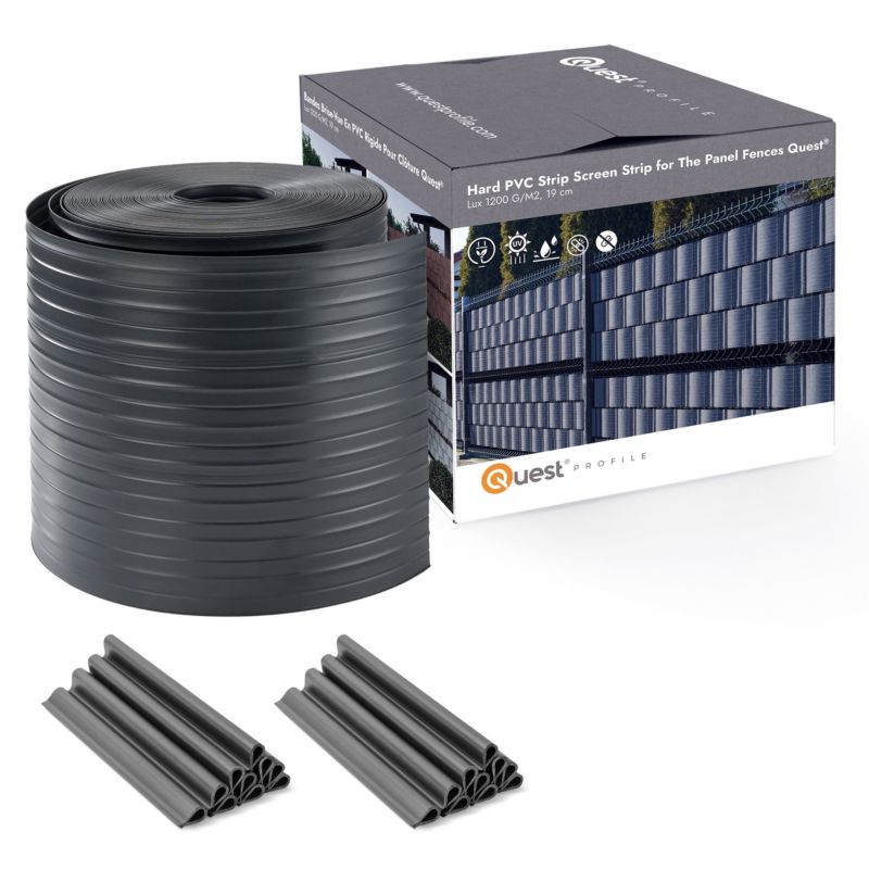 Taśma ogrodzeniowa PCV 19cm, listwa do ogrodzeń panelowych premium, 900 g/m2, RAL7016, antracyt, 26m