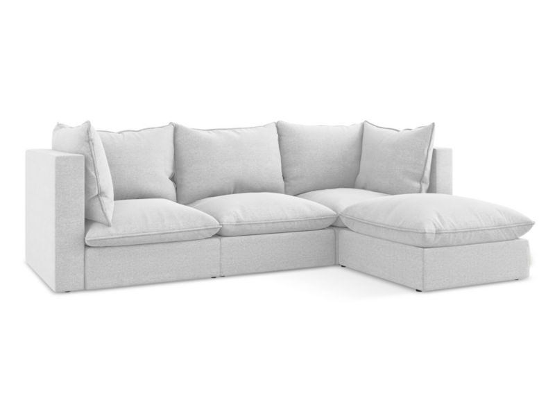 Narożnik prawostronny LaMiaSofa RAVENNA z tkaniny bouclé 255x165 cm srebrny 1 szt.