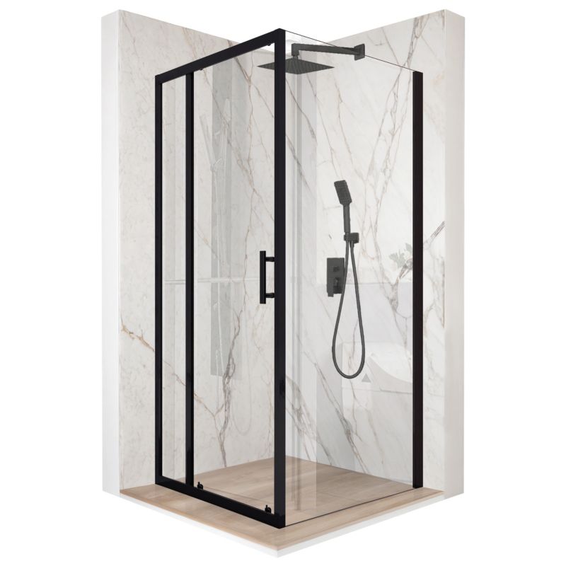 Kabina prysznicowa kwadratowa TECHGLOBE przesuwna czarna 100x100 szkło 6mm + powłoka 1 szt.