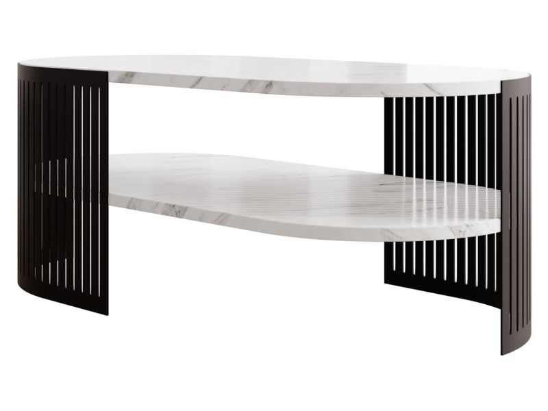 Stolik kawowy owalny MIRJAN 24 Fikoli II czarny/marmur bianco 1 szt.