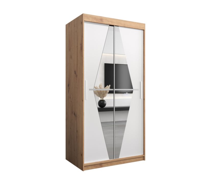 Szafa przesuwna Garderoba Abiks BOLIWIA 100 dąb artisan + biały mat 1 szt.