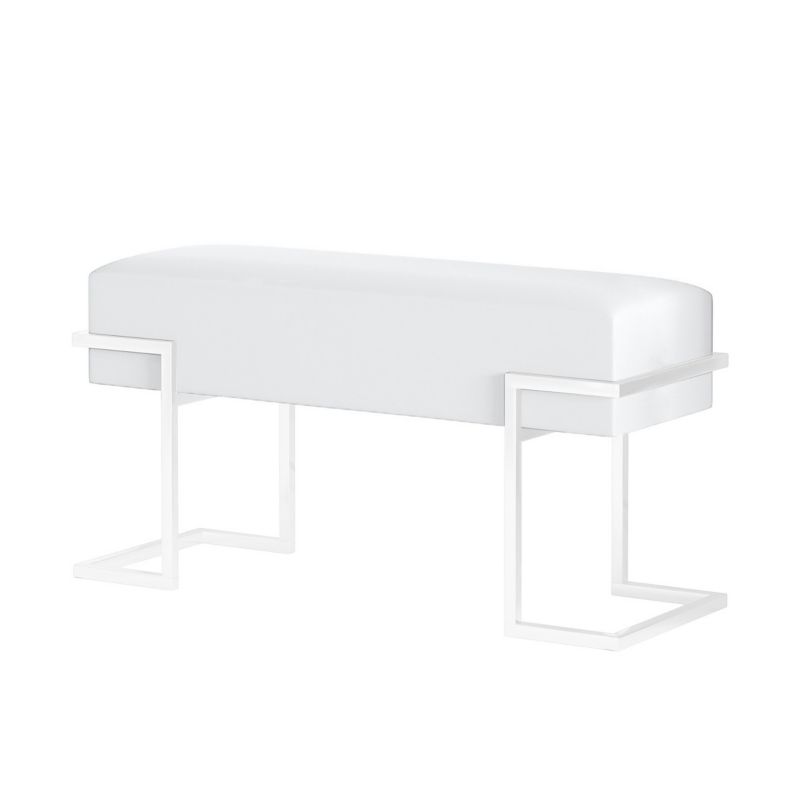 Ławka tapicerowana Bettso Cely 80 cm do przedpokoju na białym stelażu biały ecru 1szt.