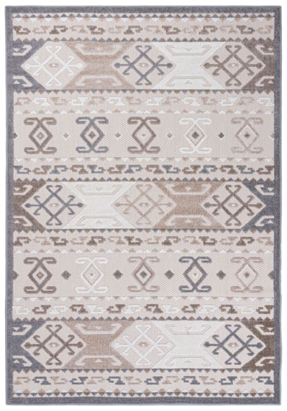 Dywan Zewnętrzny / Wewnętrzny Płaskotkany Aventura ED45B prostokąt Mazovia 80x 150 cm beżowy, kremowy motyw etniczny 1 szt.