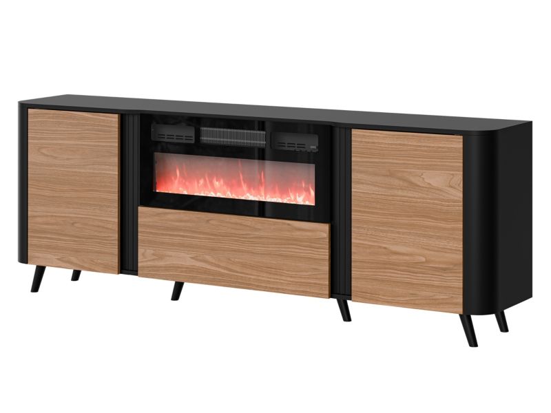 Komoda z kominkiem MIRJAN 24 Volare 200 EF czarny mat/orzech 1 szt.