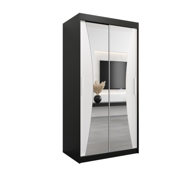 Szafa przesuwna Garderoba Abiks MONACO 100 czarny mat + biały mat 1 szt.