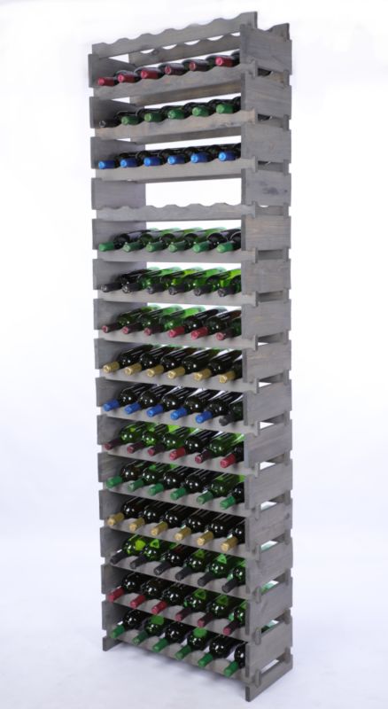 Stojak na wino MODO24 regał modułowy na butelki 16 leżni x 6 butelek montaż bez narzędzi impregnacja szara 1 szt.