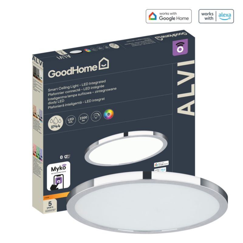 Plafon smart GoodHome Myko 2300 lm RGB CCT chrom