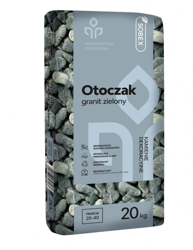 Otoczak granit zielony 20kg (20-40), SOBEX, 1 szt.