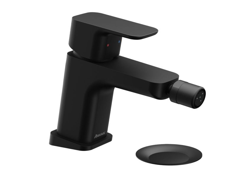 Bateria bidetowa stojąca Ravak 10 Free TD F 055.20 145 mm z korkiem, czarna 1 szt