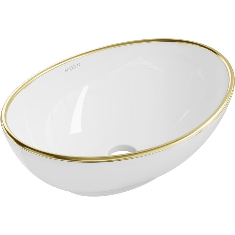 Umywalka nablatowa Mexen Elza biały/złoty 40,5 x 33 cm 1 szt.