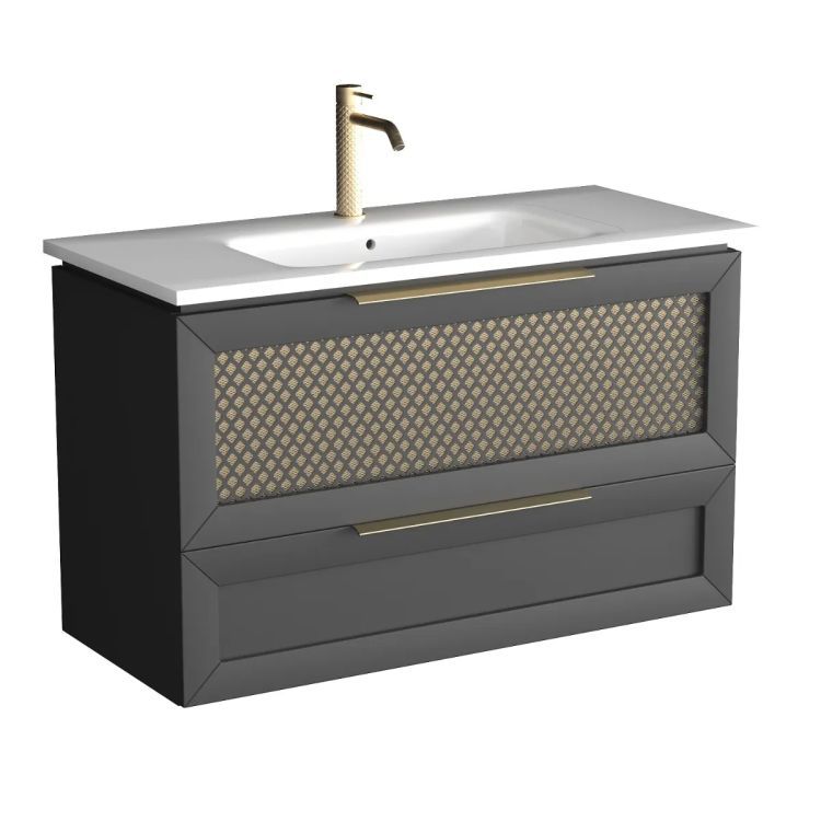Szafka pod umywalkę KROFAM CHIC 100 cm czarna półmat/złota 1 szt.