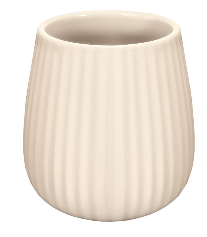 Kubek na szczoteczki Kleine Wolke Groove kamionka, kolor beżowy, efekt soft touch, 480 ml, 1 szt.