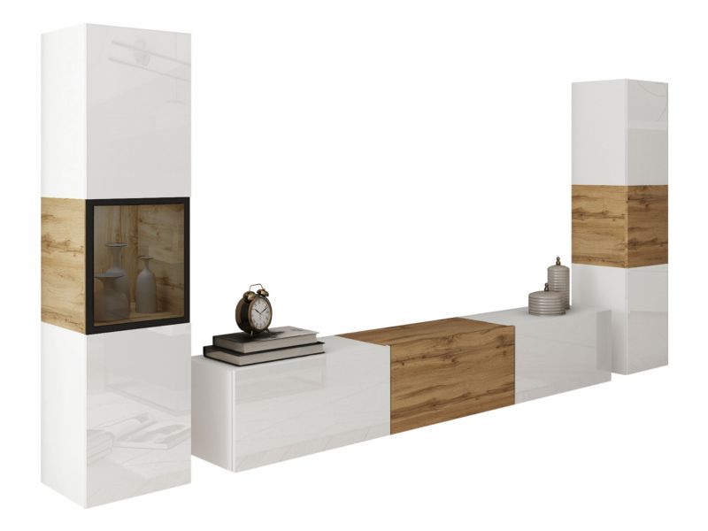 Meblościanka MIRJAN 24 Berlin III biały / biały połysk + wotan 1 kpl.