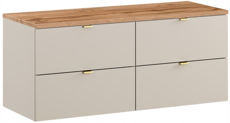 Szafka pod umywalkę Furnidea 120 cm z blatem kaszmir dąb Wotan ryflowany Dalia Cashmere 1 szt.