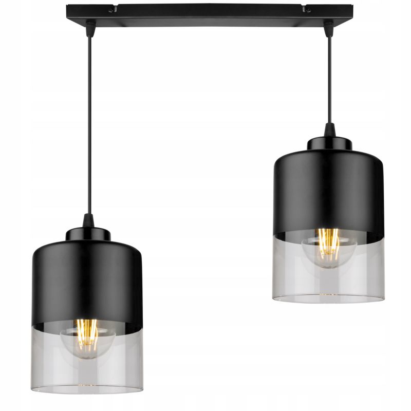 Lampa sufitowa wisząca Light Home LH Roma klosz szklany 2x E27 60W czarny 1szt.