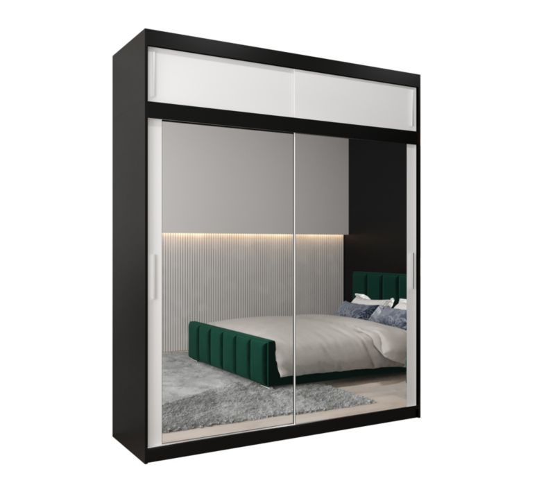 Szafa przesuwna Garderoba Abiks Tokyo 3 200 czarny + biały z nadstawką 1 szt.