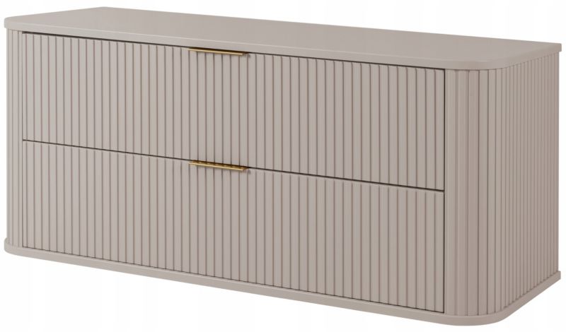 Szafka pod umywalkę Furnidea 120 cm Glamour kaszmir wisząca ryflowana 2 szuflady 1 szt.