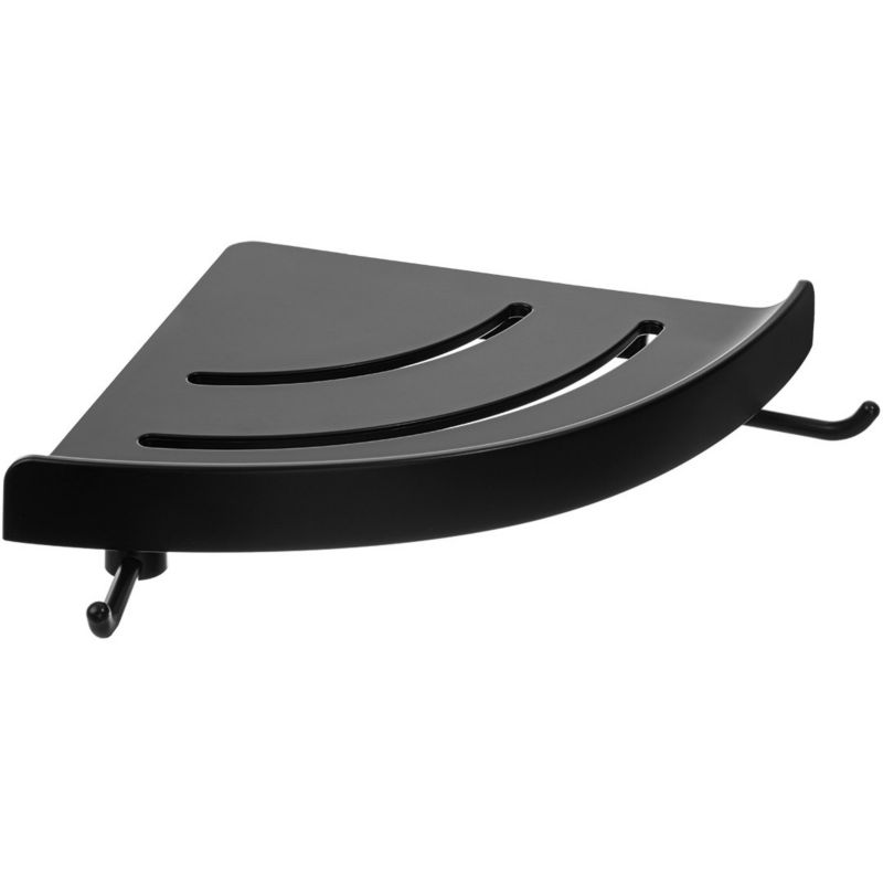 Półka łazienkowa narożna Kuchinox Apo czarny mat ABS z rantem i haczykami 1 szt.