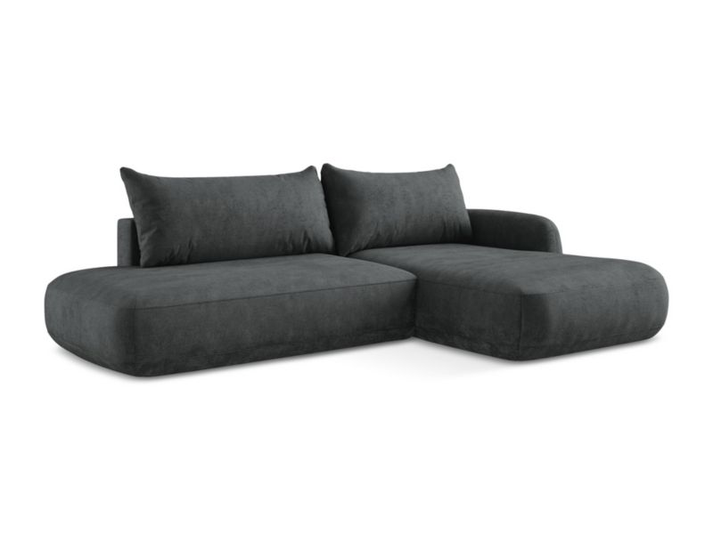 Narożnik prawostronny z funkcją spania LaMiaSofa Amalfi z tkaniny szenilowej 300x190 cm ciemny szary 1 szt.