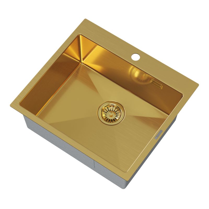 Zlewozmywak Stalowy Jednokomorowy Granitan Złoty Bez Ociekacza Silvo 55x50 + Syfon 1 Kpl.
