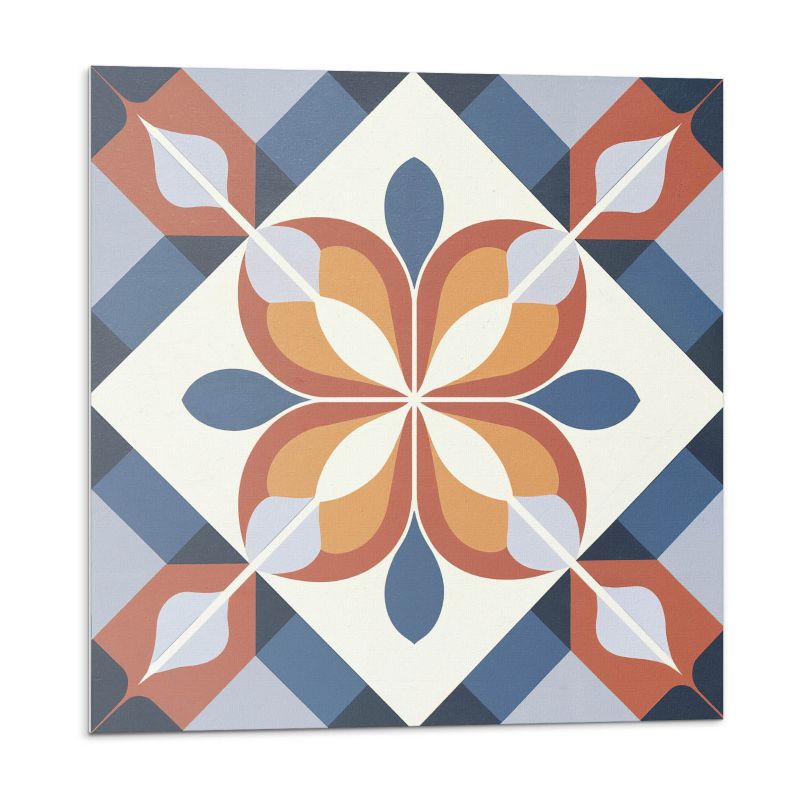 Kafelki samoprzylepne Wallfluent 30x30 cm Abstrakcyjny wzór kwiatów w formie geometrycznej 9 szt.