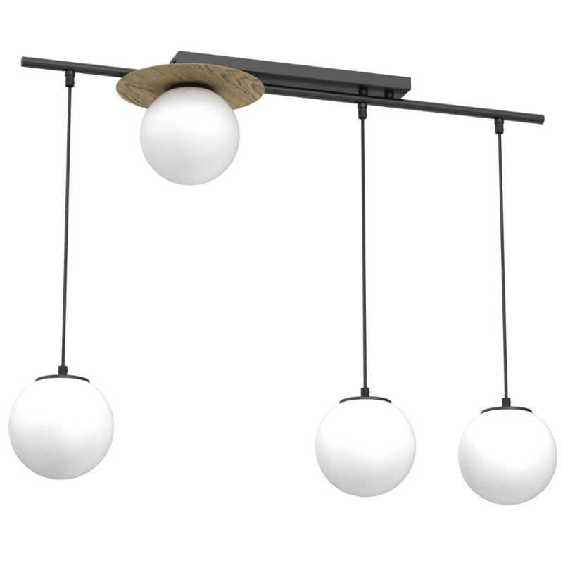 Lampa wisząca Luminex Orbital czarny matowa-ciemne drewno-biała wym: 110 x 89 x 24 cm 4xE27 x 15W 1 szt.