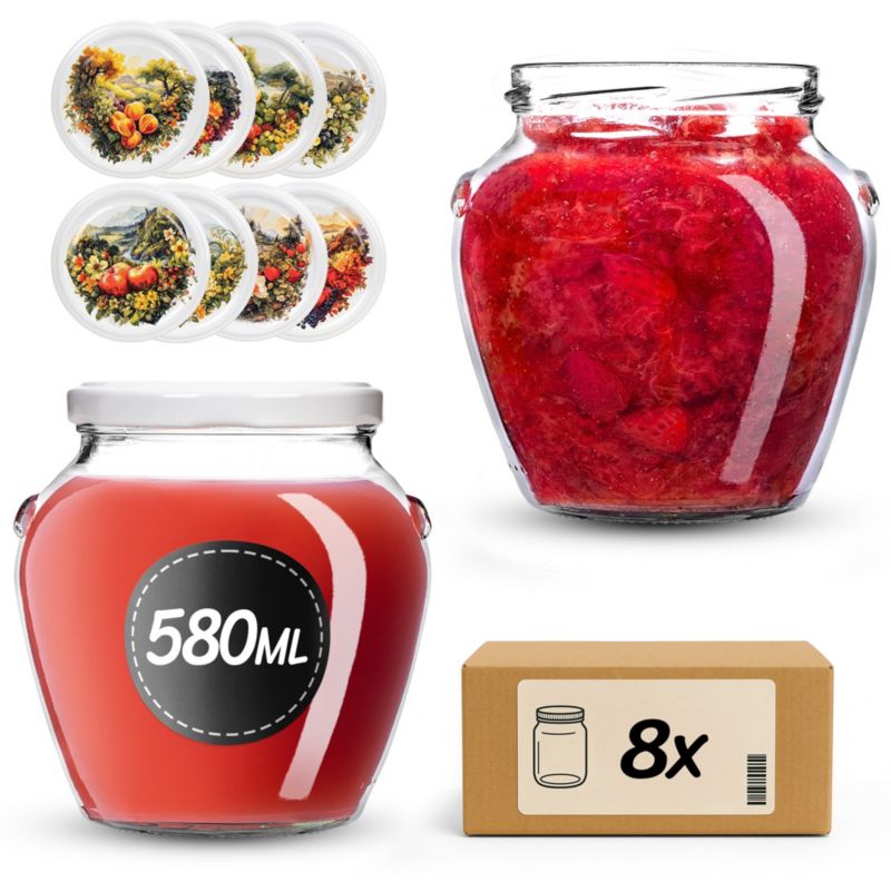 Słoiki na przetwory 580ml + wieczka "Dolina" 82mm 8szt.