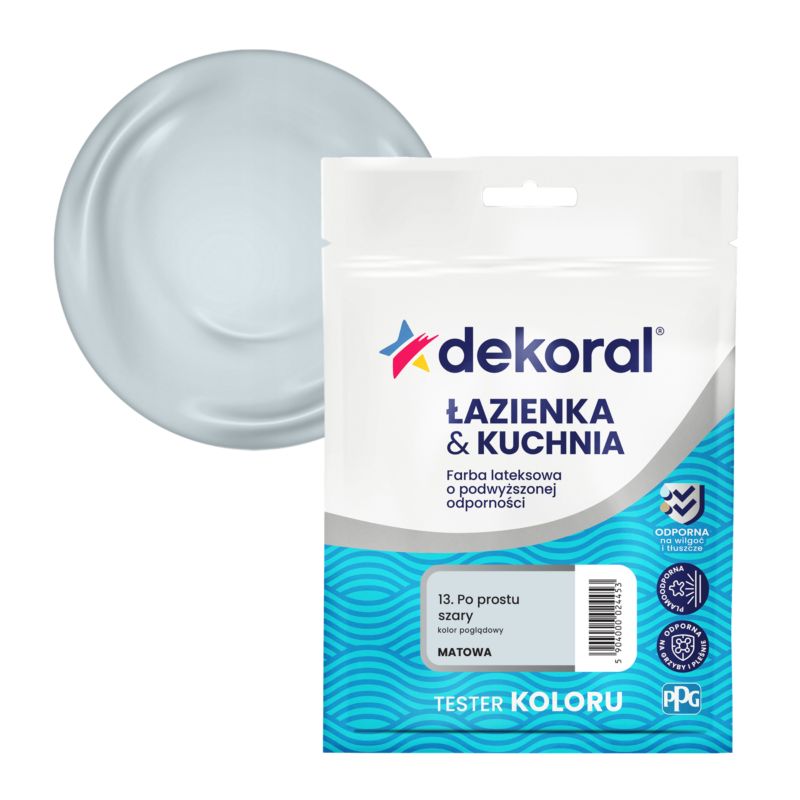Tester farby kolorowej Dekoral Łazienka & Kuchnia po prostu szary 0,03 l