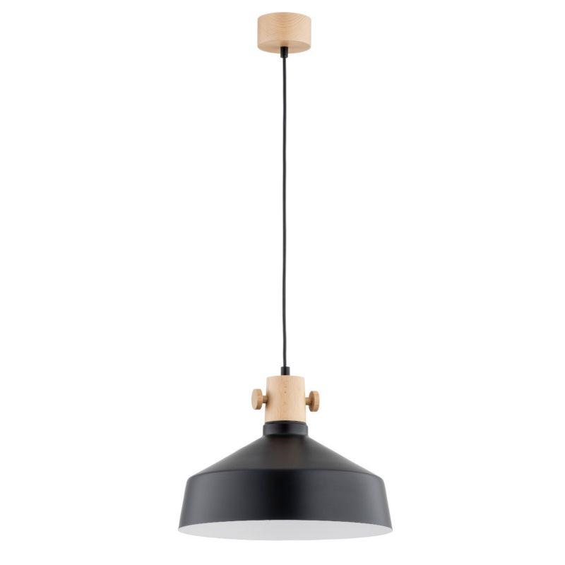 Lampa wisząca Alfa Odelis 3003 czarna-jasne drewno-biała do kuchni 1xE27 x 15W 1 szt.
