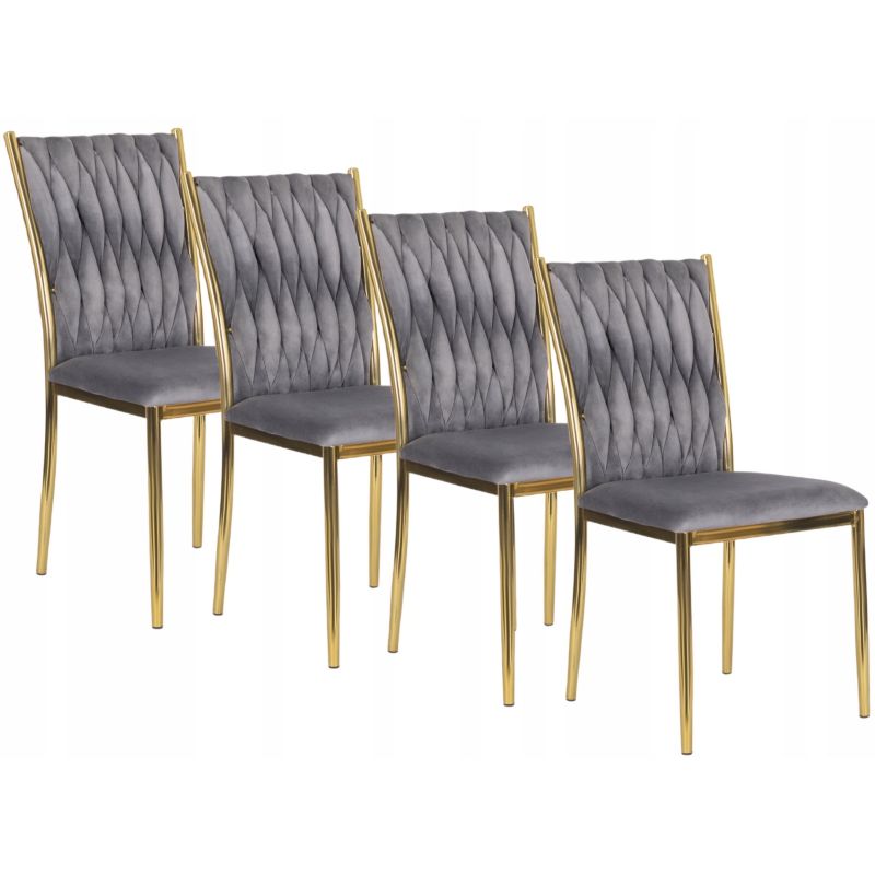Zestaw 4x Krzesło do jadalni DAN Mebel Elite Tapicerowane Welurowe Szare 1 kpl