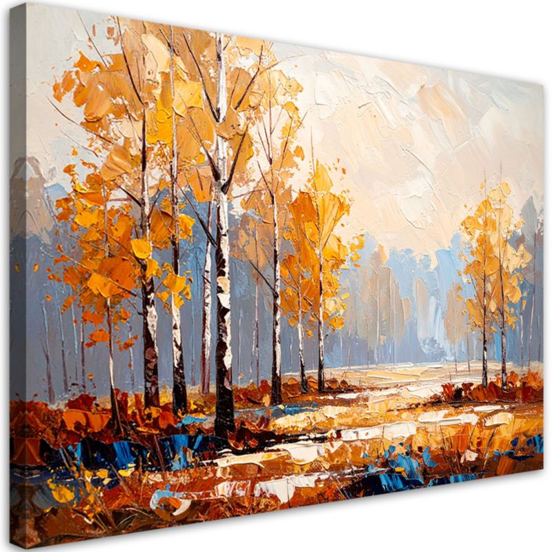 Obraz nowoczesny do salonu sypialni Feeby Las brzozowy pejzaż 60x40cm 1szt