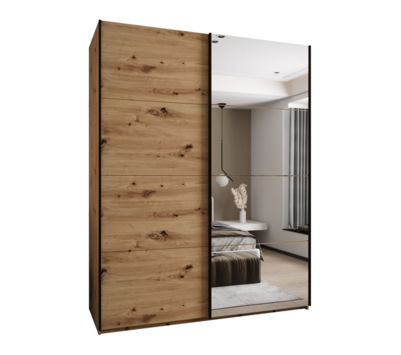 Szafa przesuwna Abiks LUX 3 wysoka szer.200cm artisan/artisan/czarny 1szt.