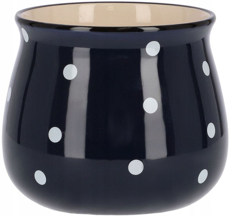 Doniczka ceramiczna KOTARBAU w grochy granatowa 125 mm 1 szt.