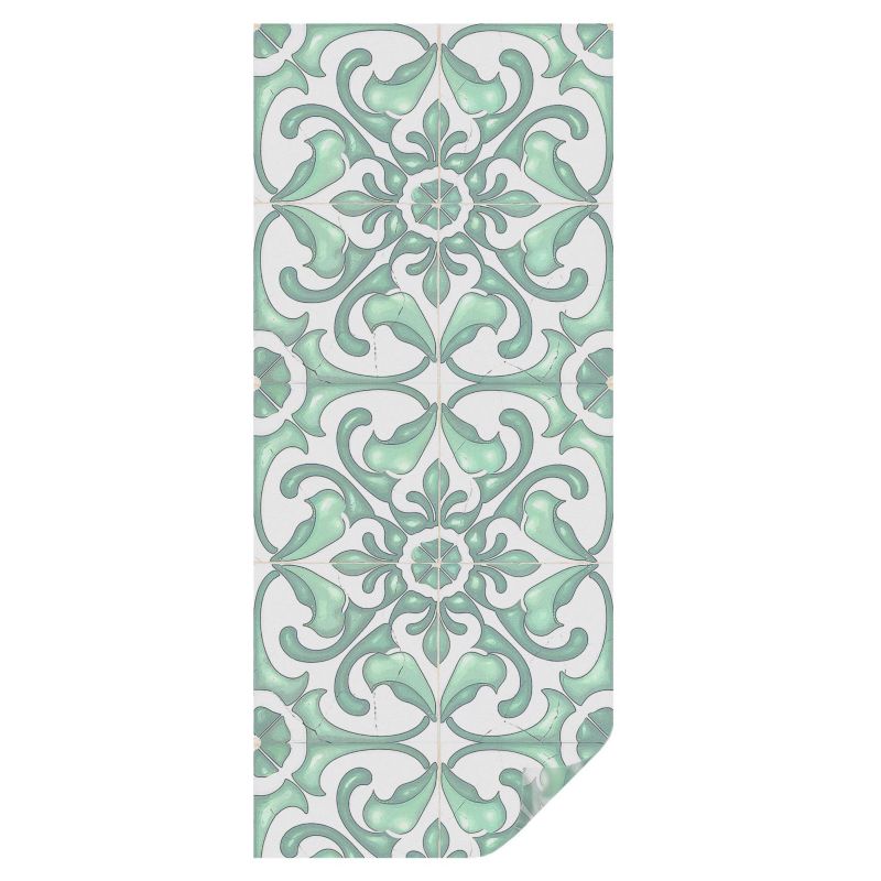 Folia Mrożona Witraż Tulup 50x116 cm Naklejka Maskująca Szybę Florystyczne zielone wzory symetryczne 1 rol.