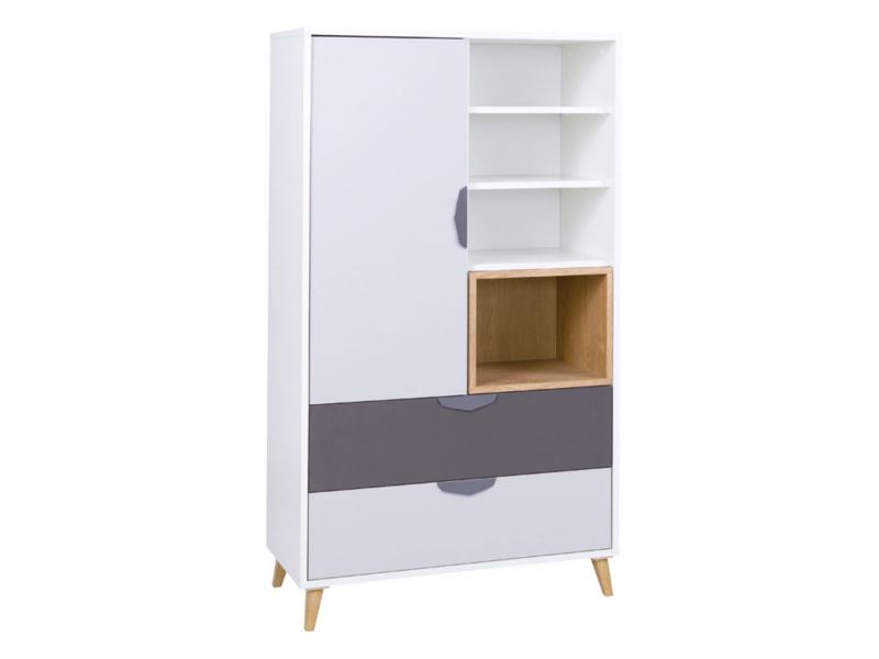 Regał MIRJAN 24 Joker 5 biały + grafit / szary / dąb lefkas 1 szt.