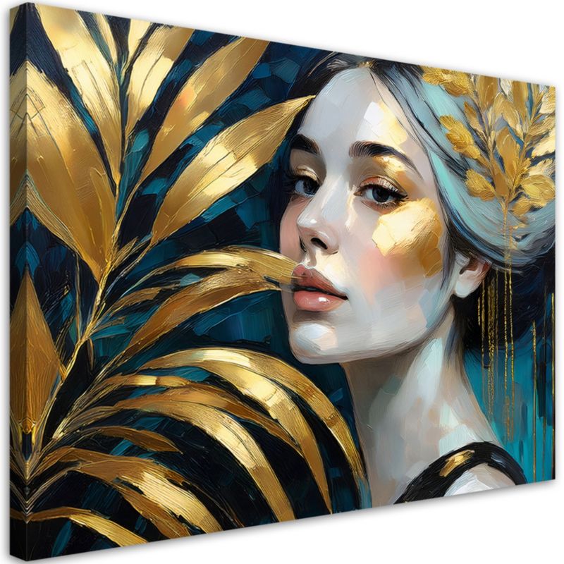 Obraz do salonu sypialni Feeby Portret Kobiety Botanika Glamour 90x60 cm 1szt