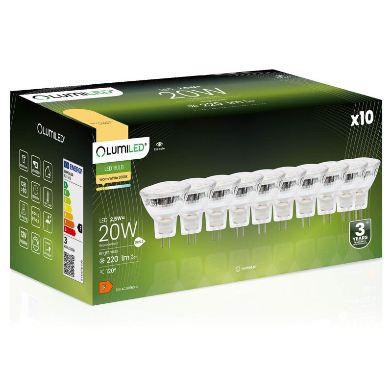 Żarówka LED LUMILED GU5.3 MR11 2,5W 220lm 3000K 120st 12V 10 szt.