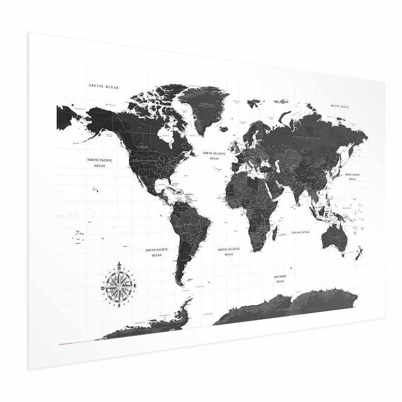 Plakat Artgeist Monochromatyczna mapa 90x60 cm bez ramy 1 szt