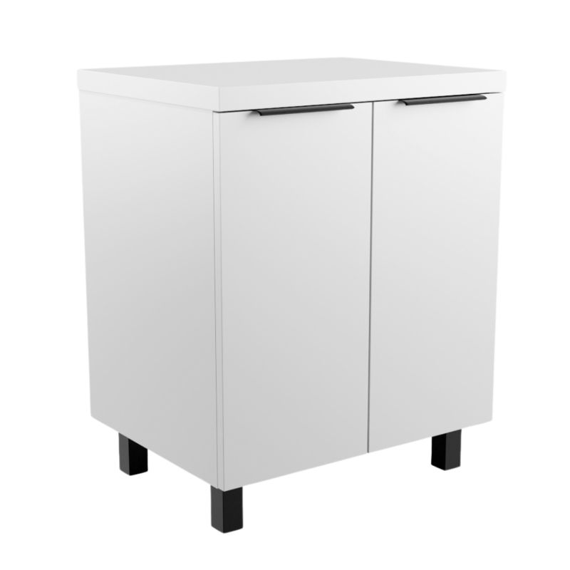 Szafka Łazienkowa SKXMeble Regał Stojąca Pod Umywalkę Mila Biały Uchwyty Krawędziowe Czarne 75x70x47 1szt.