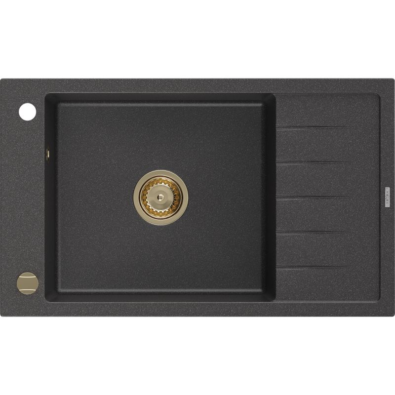 Zlewozmywak wpuszczany Mexen Elias 1-komorowy czarny/srebrny metalik 795 x 480 mm - 6511791005-73-B 1 szt.